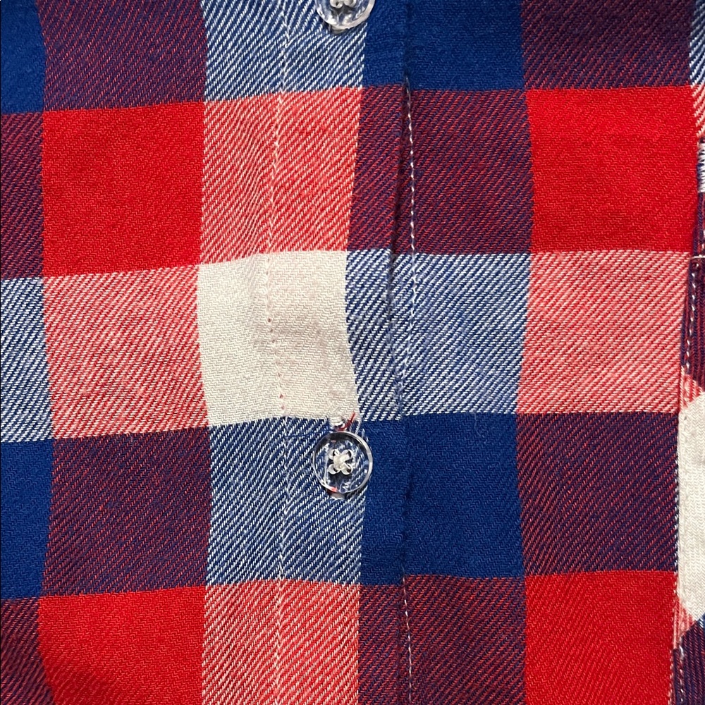 NFL Women’s Red and Blue Checkered Flannel Button Down Buffalo Bills Shirt XL - Picture 5 of 7